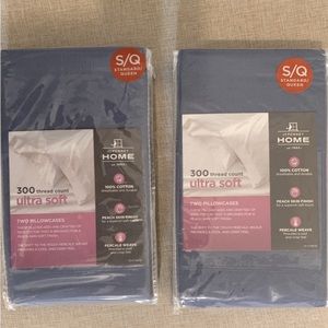 NWT JCP 300 thread ct cotton pillowcases: 2 packages, total 4 pillowcases.